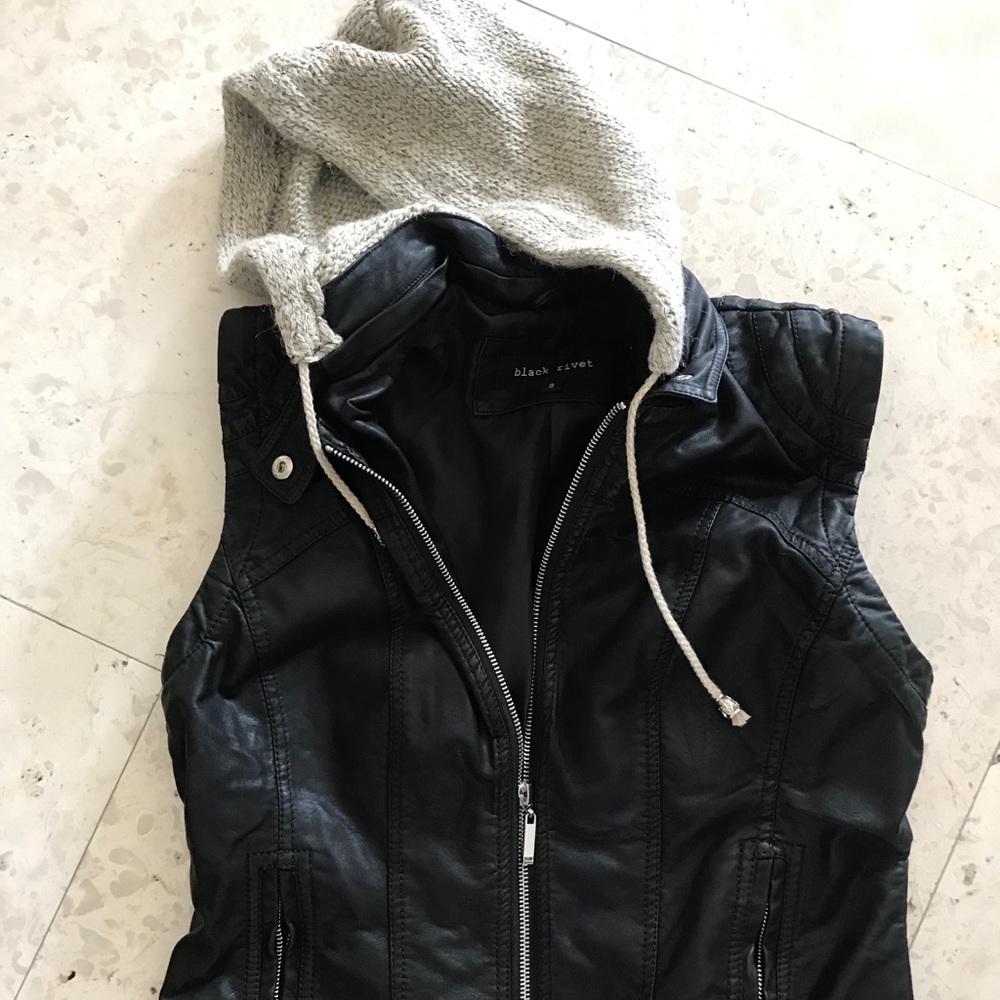 Black Rivet Faux Leather Vest NWOT
